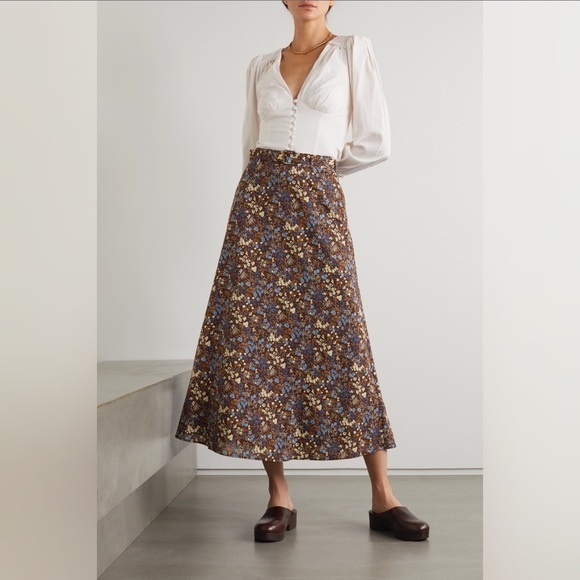 Reformation Dresses & Skirts - Reformation Falcon belted floral-print organic cotton  midi skirt B15
